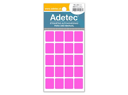  ETIQUETA ADH.FLUOR. 19X23 ADETEC ROSADA 