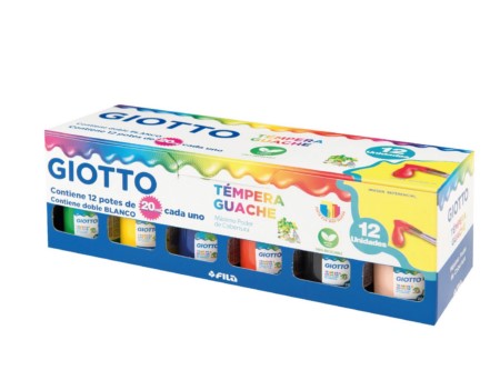  TEMPERA  12 COLORES GIOTTO 20ML (DOBLE BLANCO) 