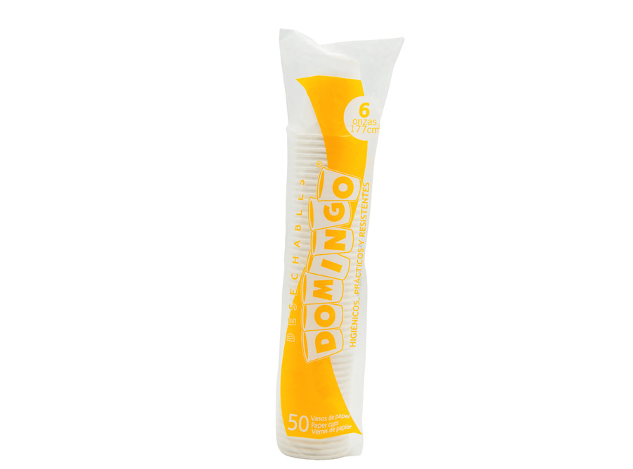  VASO POLIPAPEL 180ML 6 ONZ X 50 UN DOMINGO S/PLAST 