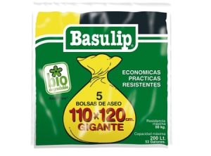  BOLSA BASURA  110 X 120 PQ X  5 UN. BASULIP 