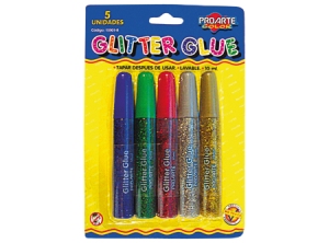  ADHESIVO GLITTER GLUE 5 COLORES 10ML PROARTE 