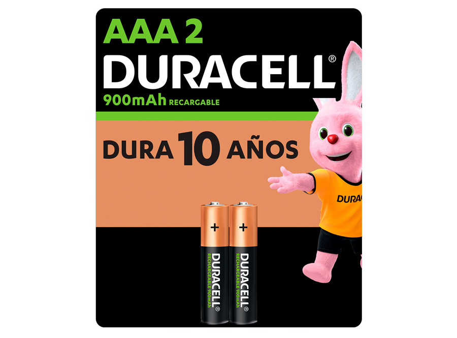  PILA RECARGABLE AAA X 2 DURACELL 900 MAH 