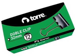  DOBLE CLIPS NEGROS  32MM DP X 12 UN TORRE 