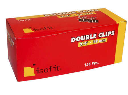  DOBLE CLIPS NEGROS  19MM DP X 12 UN ISOFIT 