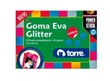  CARPETA ESC. GOMA EVA GLITTER ADHES. COL.SUR TORRE 