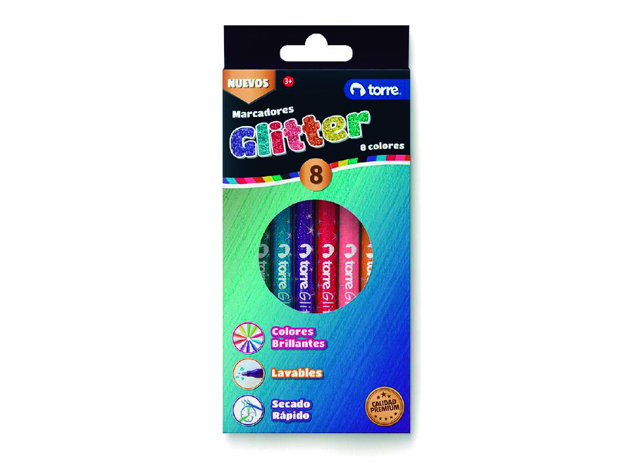  PLUMON ESCOLAR 8 COL.GLITTER TORRE 