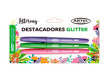  DESTACADOR GLITTER ARTEL DP X 3 COLORES 