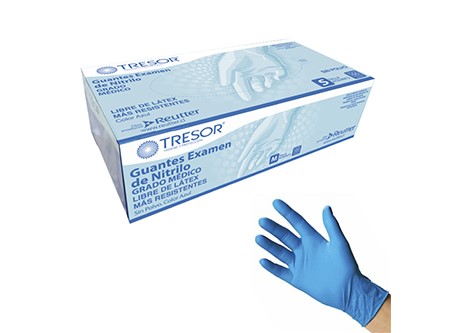  GUANTE EXAMEN S DP X 100UN NITRILO S/P AZUL TRESOR 