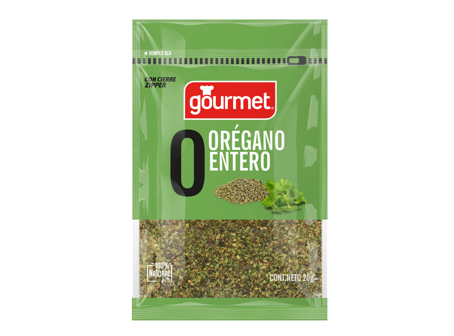 CONDIMENTO OREGANO ENTERO 20 GR (ZIPPER) X 30 UN 