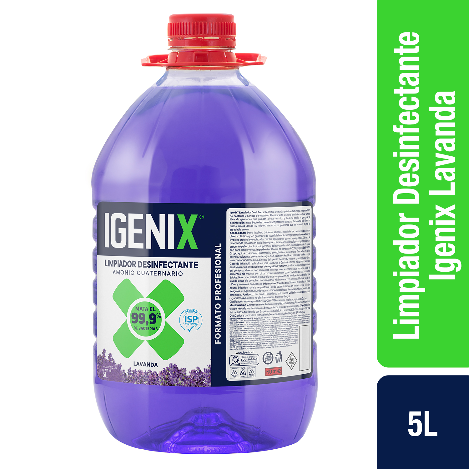  LIMPIADOR PISO   5 LT IGENIX DESF.C/AMONIO LAVANDA 