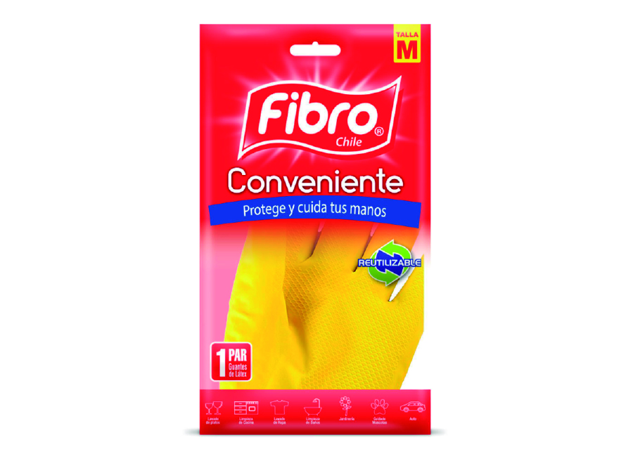  GUANTE LATEX MEDIANO AMARILLO M FIBRO CONVENIENTE 