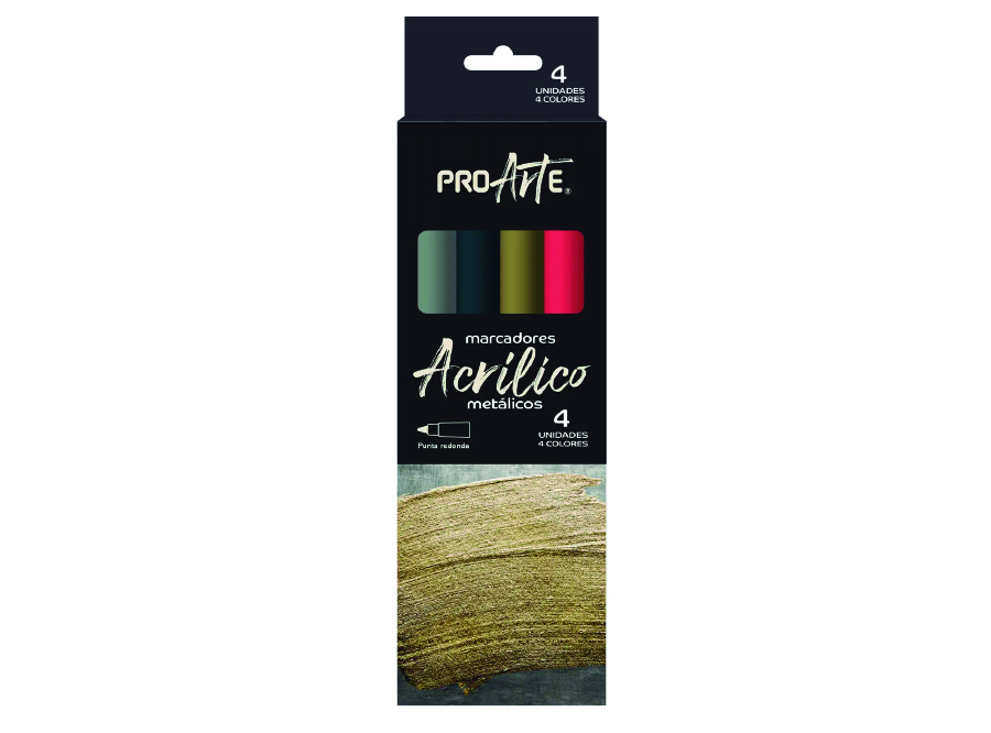  MARCADOR ACRILICO 4 UN METALICO PROARTE 