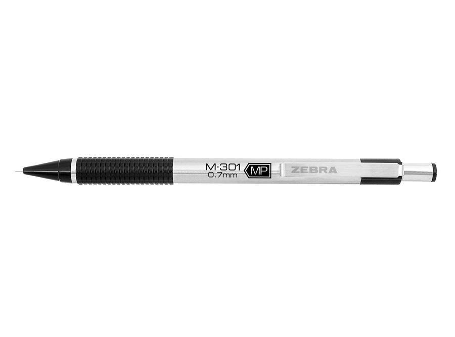  PORTAMINA 0.7MM METALICO M-301 C/GRIP NEGRO ZEBRA 
