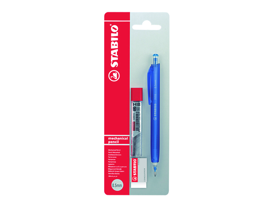  PORTAMINA 0.5MM STABILO COL.SURT. SET MINA + GOMA 