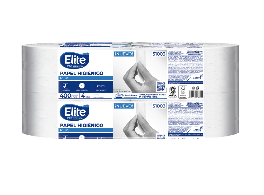  PAPEL HIG.  4 ROLLOS 400 MT H/S ELITE PLUS 