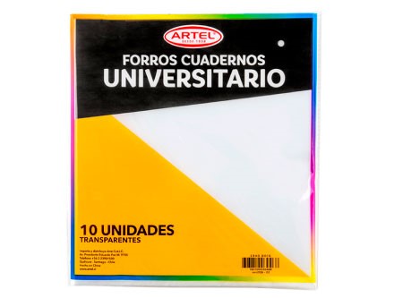  FORRO CUADERNO COLLEGE X 10 UN TRANSP. ARTEL 