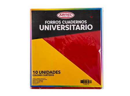  FORRO CUADERNO UNIV. X 10 UN COL.SURT ARTEL 