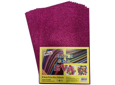  GOMA EVA 30X20 X 10 UN 2MM C/GLITTER FUCSIA OFFION 