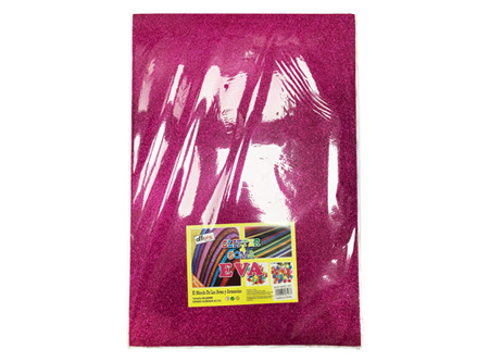  GOMA EVA 40X60 X 10 PLIEGOS GLITTER FUCSIA OFFIONE 