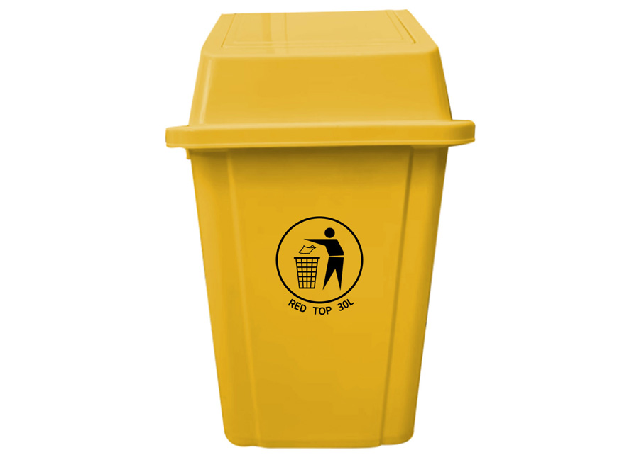  BASURERO 30 LT C/TAPA VAIVEN AMARILLO RED TOP 