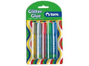  ADHESIVO GLITTER GLUE 5 COLORES 10ML METAL.TORRE 