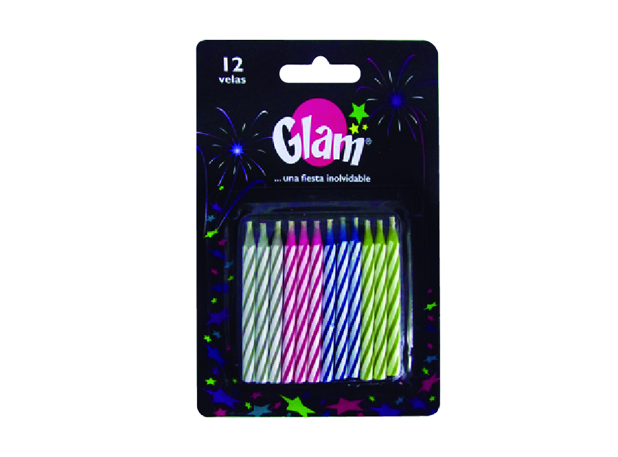  VELAS CUMPLEAOS SURT. MAGICAS X 12 UN GLAM 