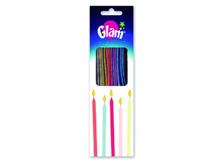  VELA CUMPLE. DESTELLANTES SURTIDAS X 18 UN GLAM 