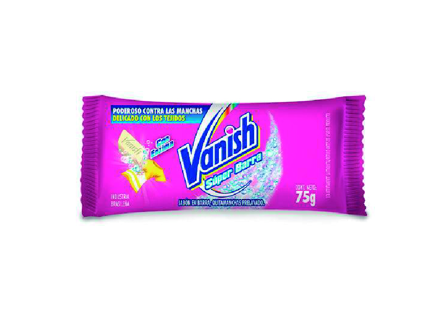  JABON BARRA ROPA VANISH 75 GR DP X 12 UN ROSADO 