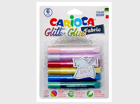  ADHESIVO GLITTER TELA  6 COL. 10ML PERLA CARIOCA 