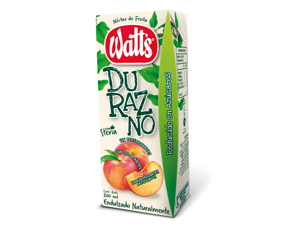  JUGO 200 CC WATTS X 6 UN DURAZNO STEVIA 