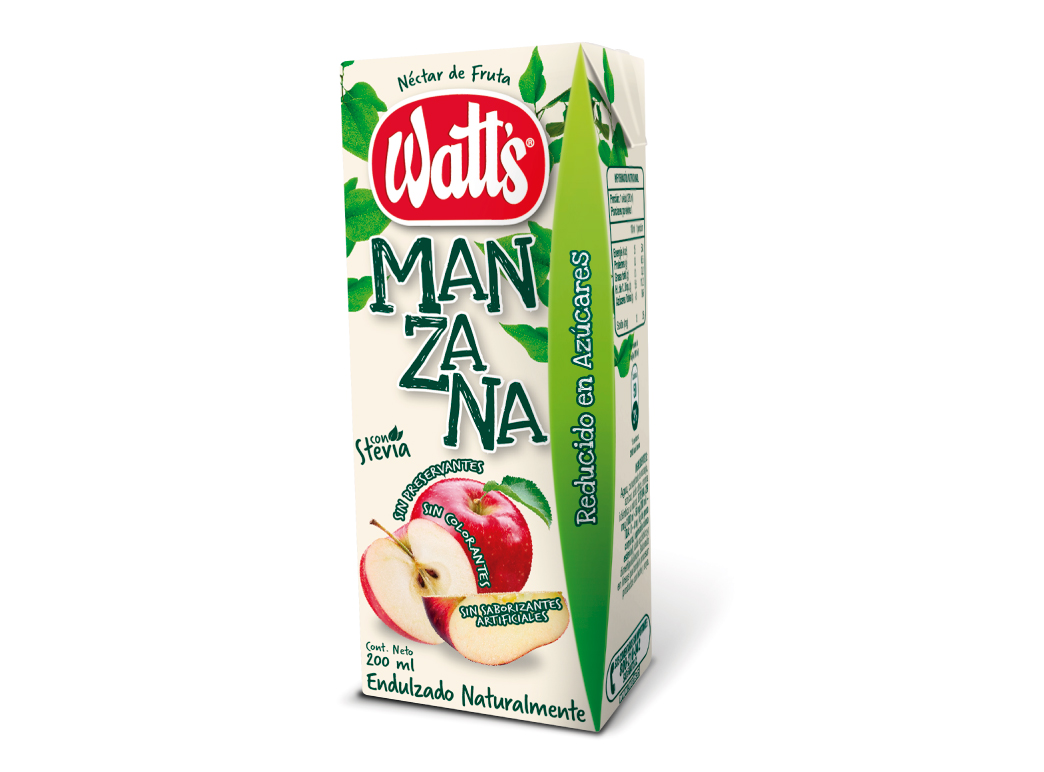  JUGO 200 CC WATTS X 6 UN MANZANA STEVIA 