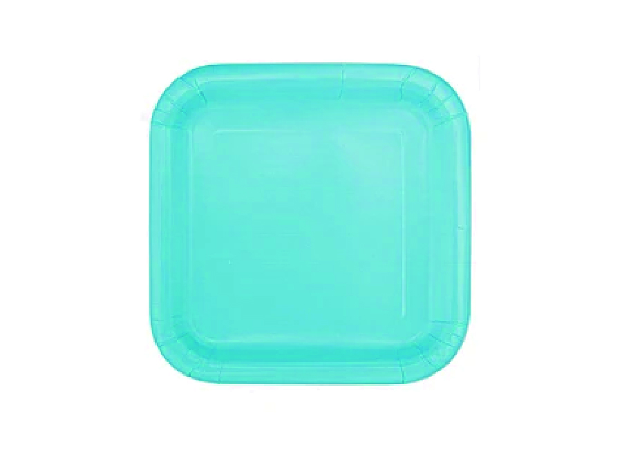  PLATO CARTON 18CM CUAD. CELESTE X 10 UN GLAM 