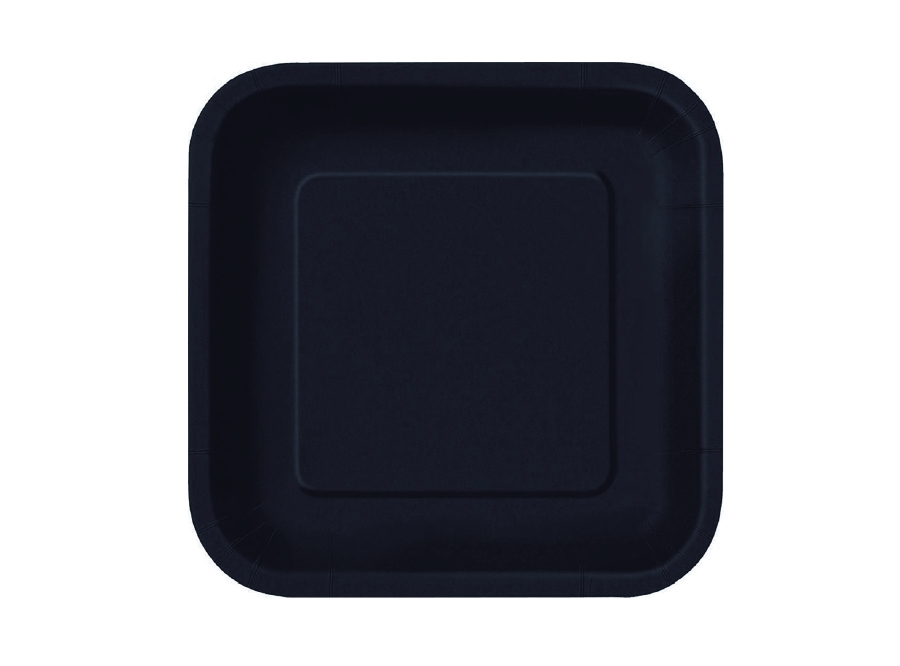  PLATO CARTON 18CM CUAD. NEGRO X 10 UN GLAM 