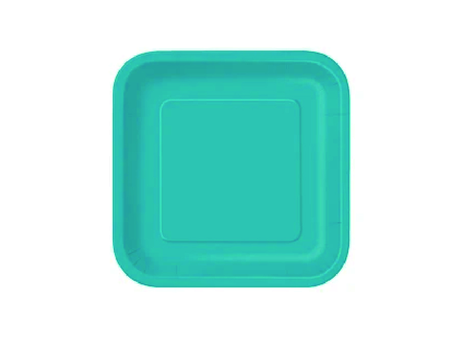  PLATO CARTON 18CM CUAD. TURQUESA X 10 UN GLAM 