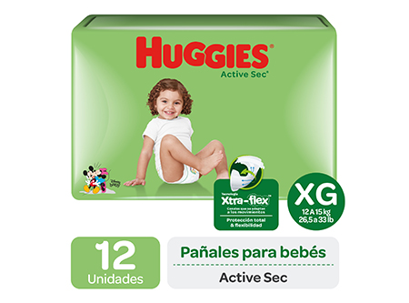  PANAL HUGGIES ACTIVE SEC X 12 UN XG MAXI** 