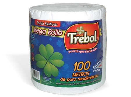  TOALLA PAPEL  1 ROLLO 100 MT H/S TREBOL 