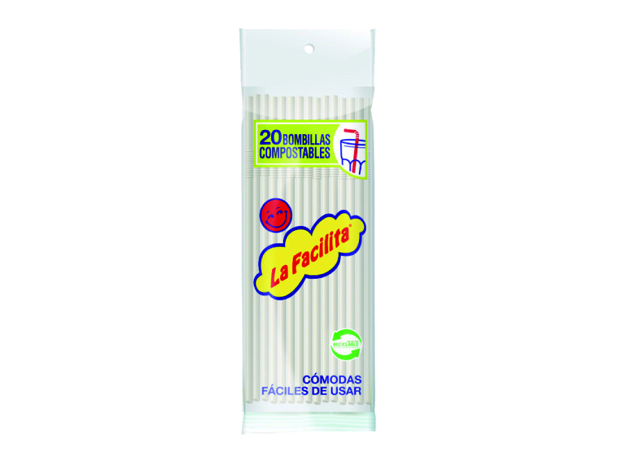  BOMBILLA FLEXIBLE COMPOSTABLE PQ X 20 UN. FACILITA 