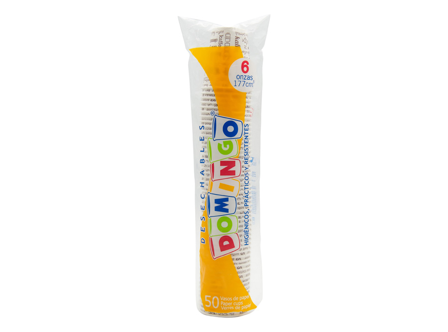  VASO POLIPAPEL 180ML 6 ONZ X 50 UN DOMINGO DISEO 