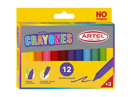  LAPIZ CERA  12 COLORES ARTEL CRAYON MEDIO 