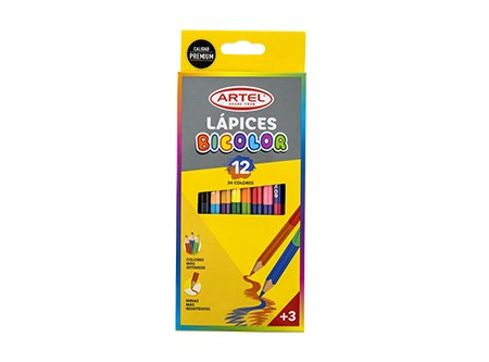  LAPIZ COLOR 12UN. LARGO HEXA.DOBLE/PTA ARTEL 