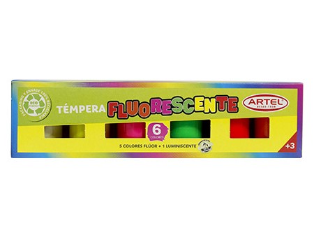  TEMPERA   6 COLORES ARTEL FLUORES-LUMINIS 15 ML. 