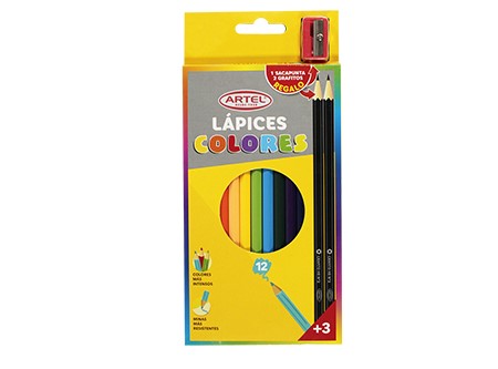  LAPIZ COLOR 12UN. LARGO HEXA.ARTEL 