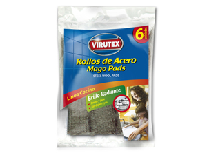  LANA DE OLLA ACERO X  6 UN VIRUTEX MAGO PADS S/JAB 