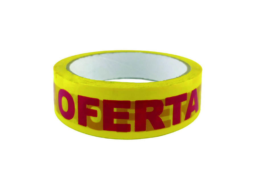  CINTA EMBALAJE IMPRESA 24 X 40 MT OFERTA AMARILLA 