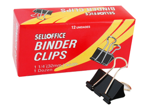  DOBLE CLIPS NEGROS  32MM DP X 12 UN SELLOFFICE 