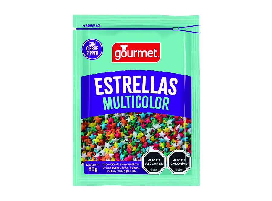  DECORACION ESTRELLAS MULTICOLOR 80 GR GOURMET 