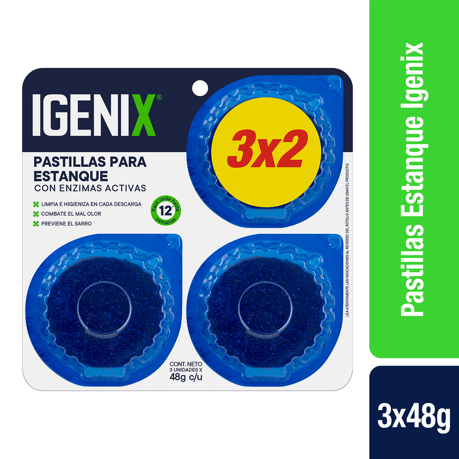  LIMPIADOR BAO WC 48 GR IGENIX PASTILLA X 3UN AZUL 