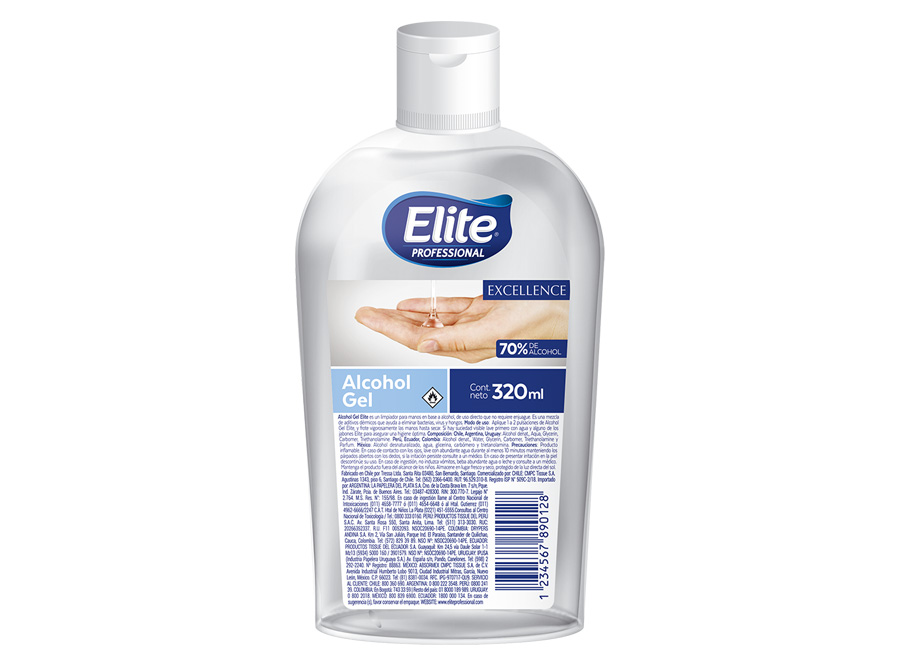  ALCOHOL GEL 320 ML ELITE C/ VALVULA 