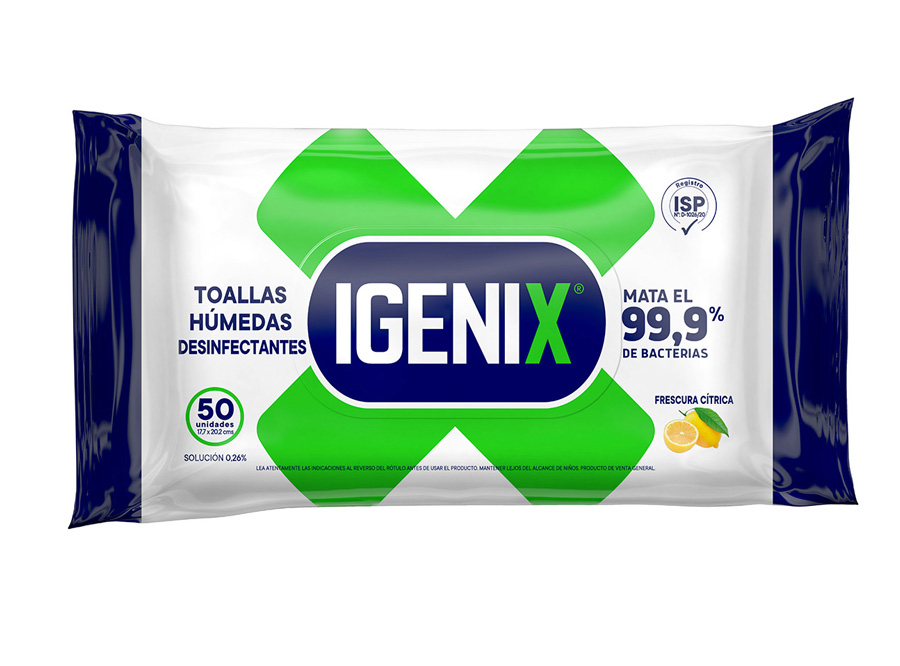  TOALLAS DESINF. X 50 UN PQTE IGENIX CITRICO 